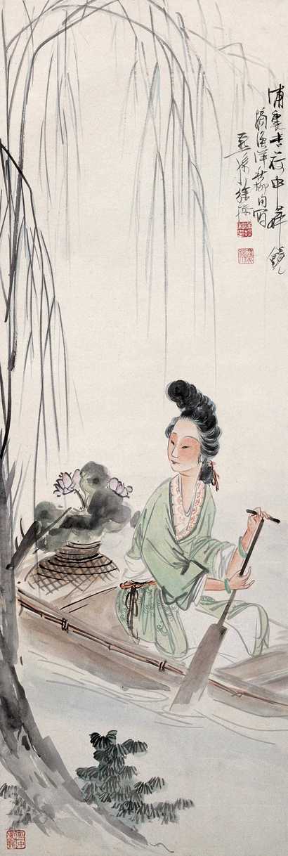 徐操 荷浦归楫 立轴
